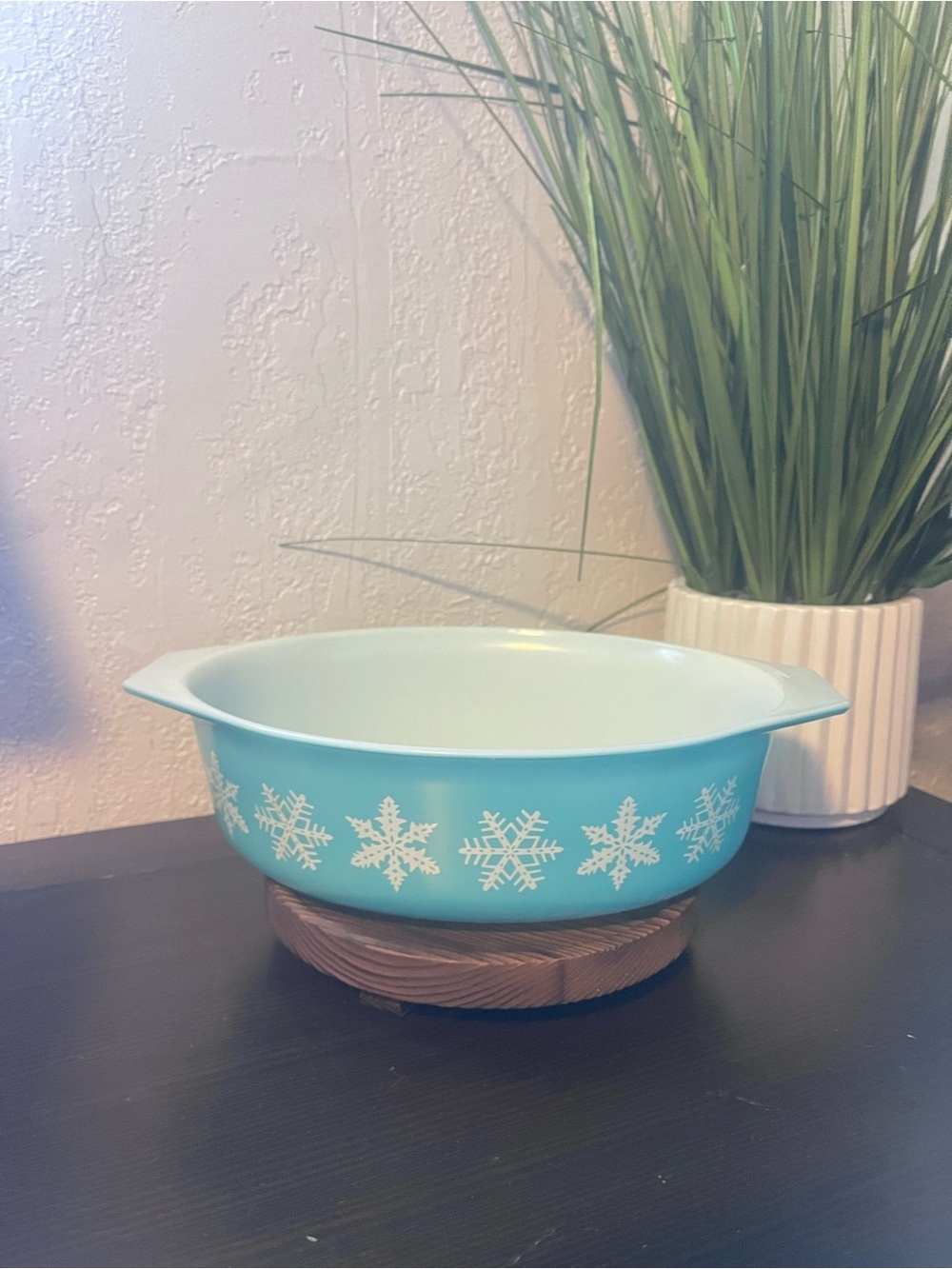 Vintage Pyrex Turquoise Snowflake 045 Casserole Dish 2.5 Qt No Lid - Picture 3 of 14